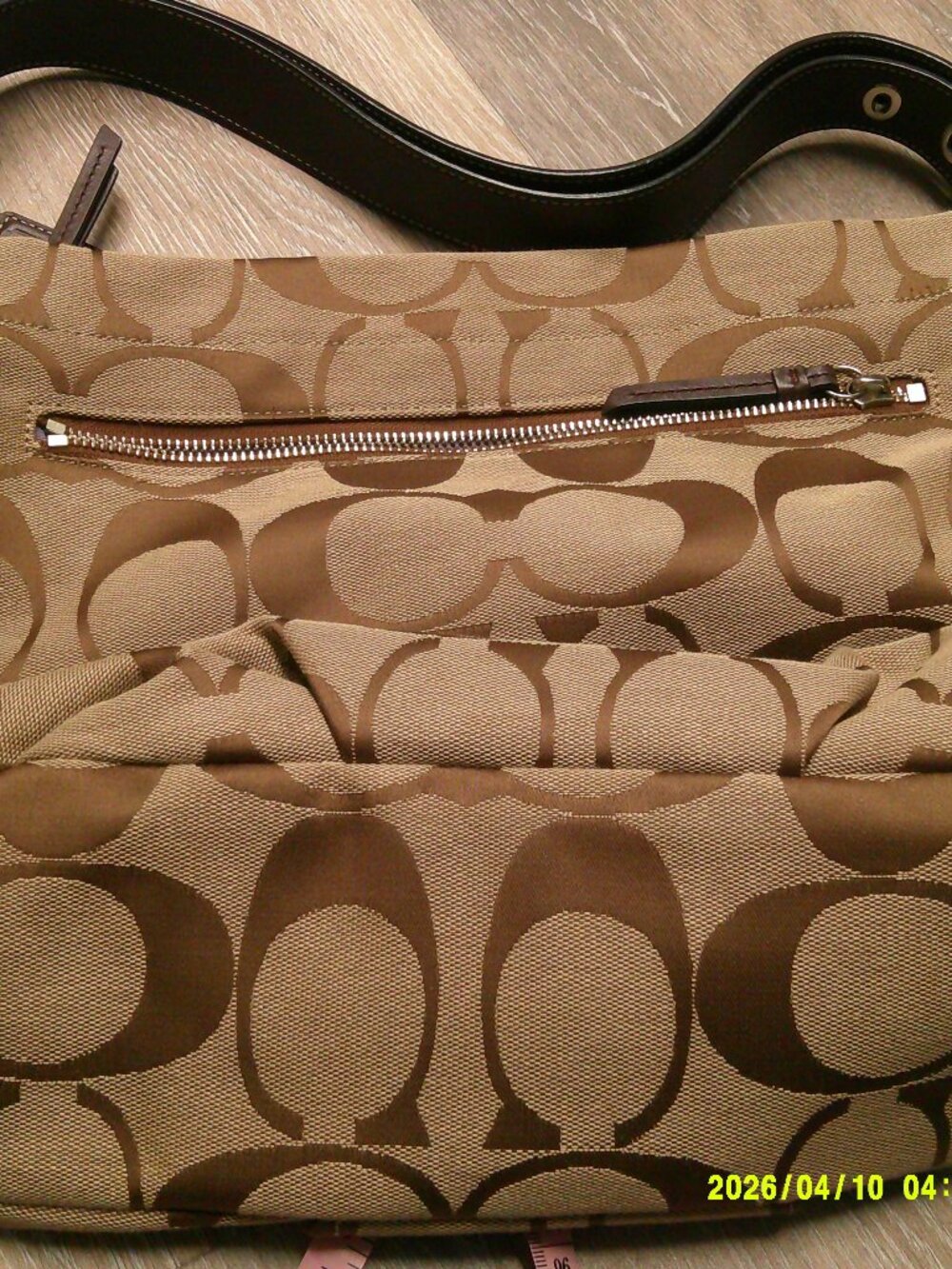 Coach Signature Womens Handbag Brown Canvas Logo Adjustable Strap Shoulder Bag